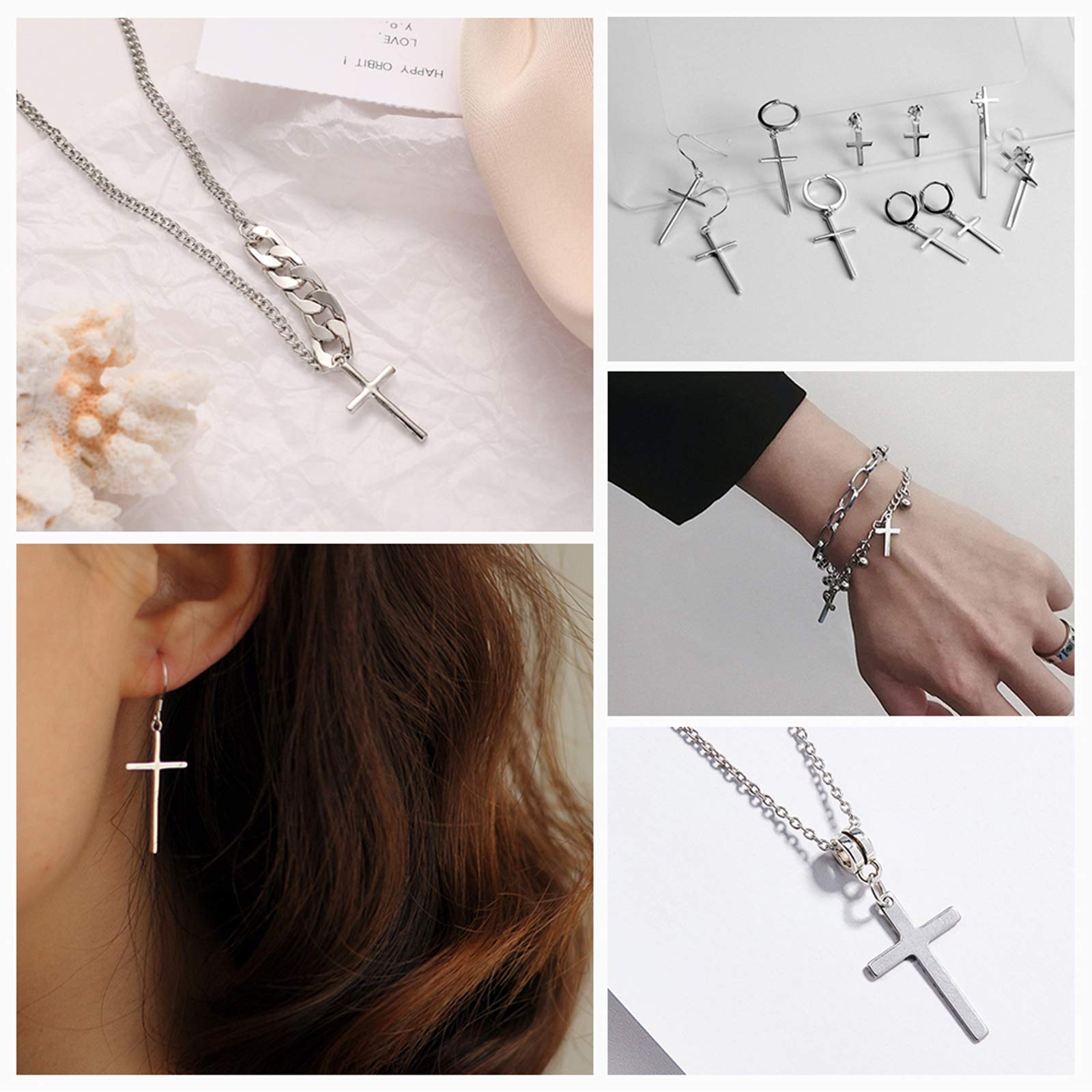 Amazon.co.jp: [UNICRAFTALE] 約160個 8種 クロス チャーム ステンレス